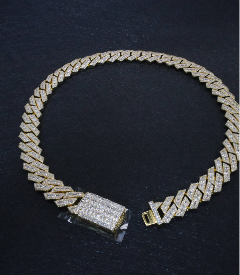 luxury gold-plated full studded cz diamond hiphop chain necklace