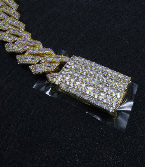 luxury gold-plated full studded cz diamond hiphop chain necklace