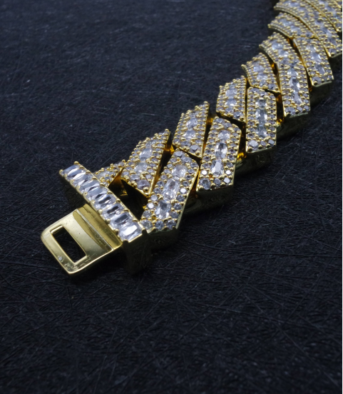 luxury gold-plated full studded cz diamond hiphop chain necklace