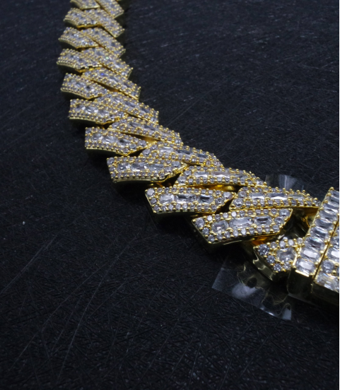 luxury gold-plated full studded cz diamond hiphop chain necklace