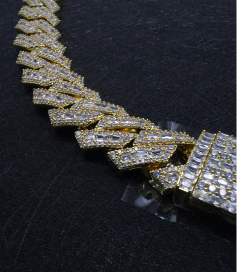 luxury gold-plated full studded cz diamond hiphop chain necklace