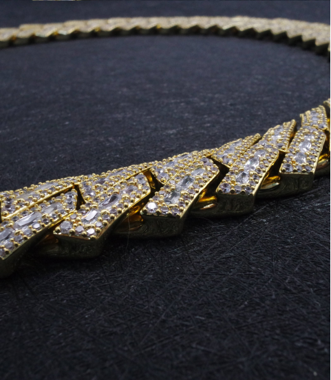luxury gold-plated full studded cz diamond hiphop chain necklace