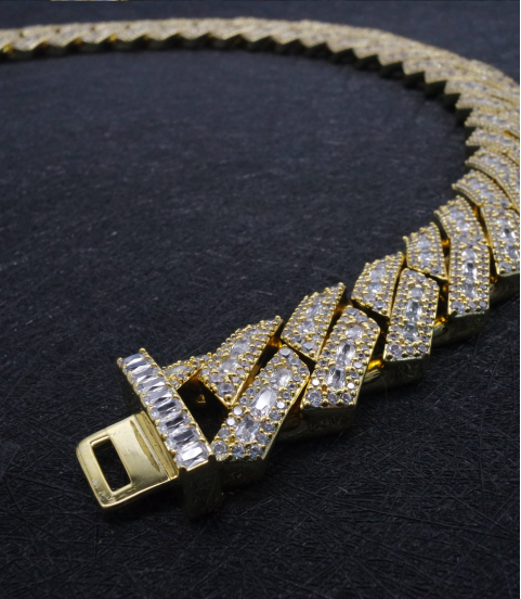 luxury gold-plated full studded cz diamond hiphop chain necklace