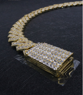 luxury gold-plated full studded cz diamond hiphop chain necklace