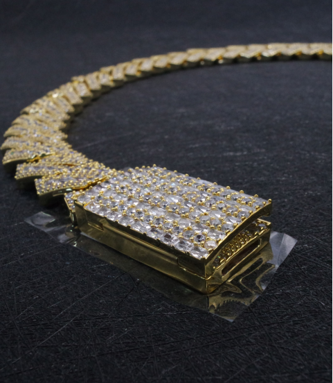 luxury gold-plated full studded cz diamond hiphop chain necklace