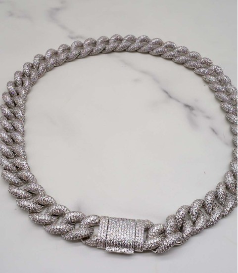 luxury gold-plated full studded cz diamond hiphop chain necklace