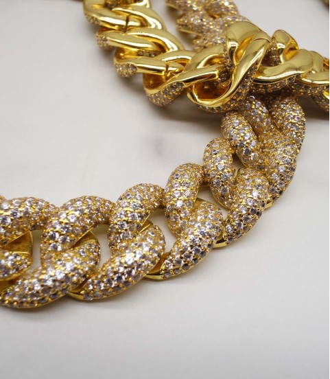 luxury gold-plated full studded cz diamond hiphop chain necklace