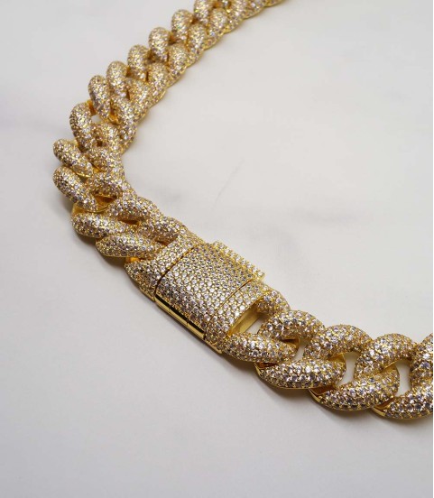 luxury gold-plated full studded cz diamond hiphop chain necklace