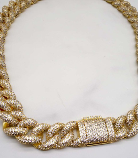 luxury gold-plated full studded cz diamond hiphop chain necklace