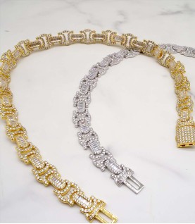  high quality silver and gold-plated brass hiphop necklace