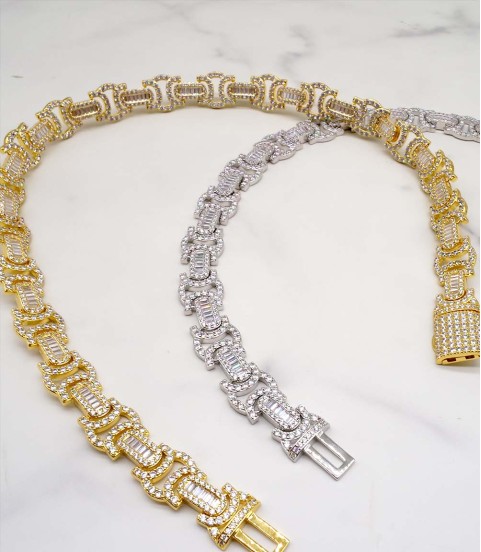  high quality silver and gold-plated brass hiphop necklace