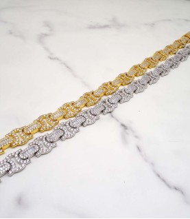  high quality silver and gold-plated brass hiphop necklace