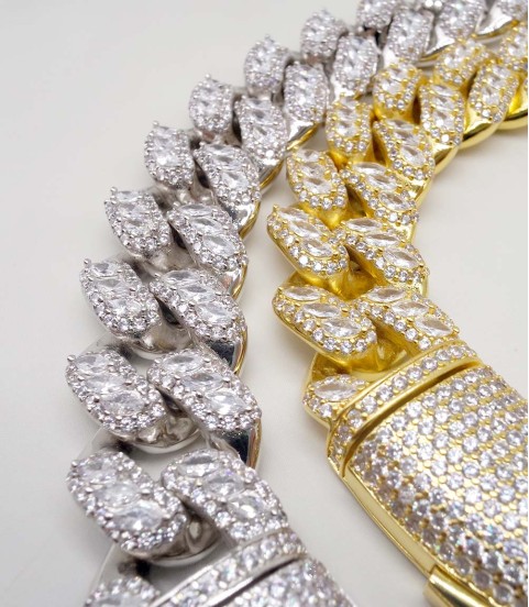 luxury gold-plated full studded cz diamond hiphop cuban chain necklace