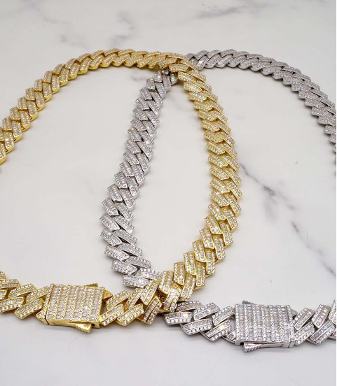 luxury gold-plated full studded cz diamond hiphop cuban chain necklace