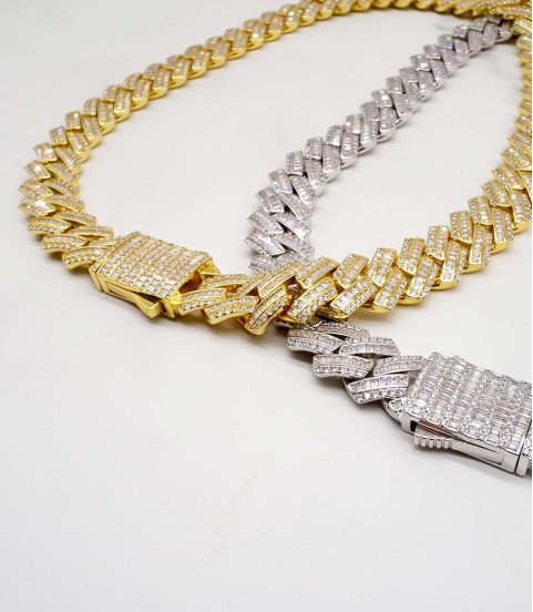 luxury gold-plated full studded cz diamond hiphop cuban chain necklace