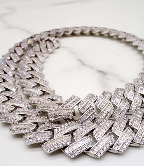 luxury gold-plated full studded cz diamond hiphop cuban chain necklace
