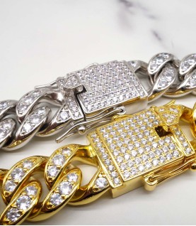 luxury gold-plated full studded cz diamond hiphop chain necklace