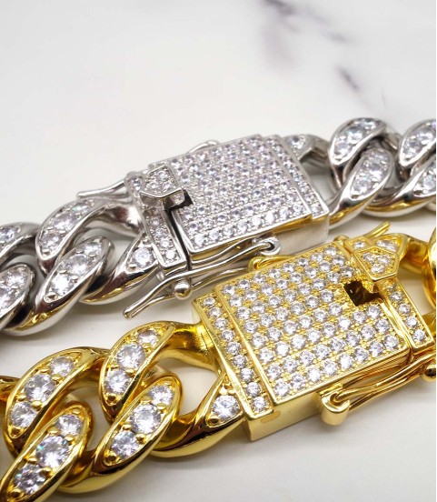 luxury gold-plated full studded cz diamond hiphop chain necklace