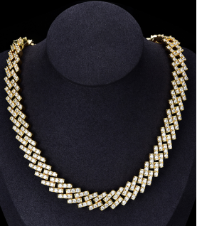 luxury gold-plated full studded cz diamond hiphop cuban chain necklace