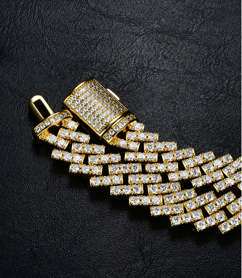 luxury gold-plated full studded cz diamond hiphop cuban chain necklace