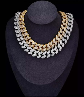 luxury gold-plated full studded cz diamond hiphop necklace