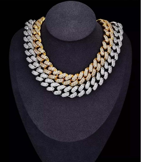 luxury gold-plated full studded cz diamond hiphop necklace