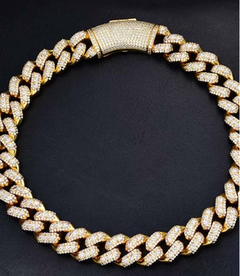 luxury gold-plated full studded cz diamond hiphop necklace