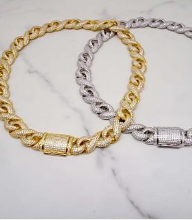 luxury gold-plated full studded cz diamond hiphop necklace