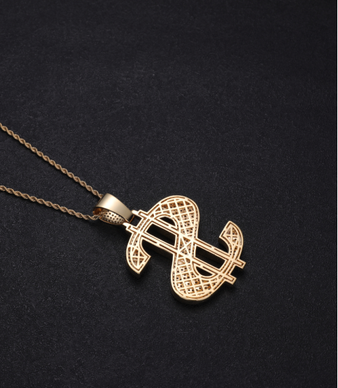 gold plated hiphop money iced out rapper pendant