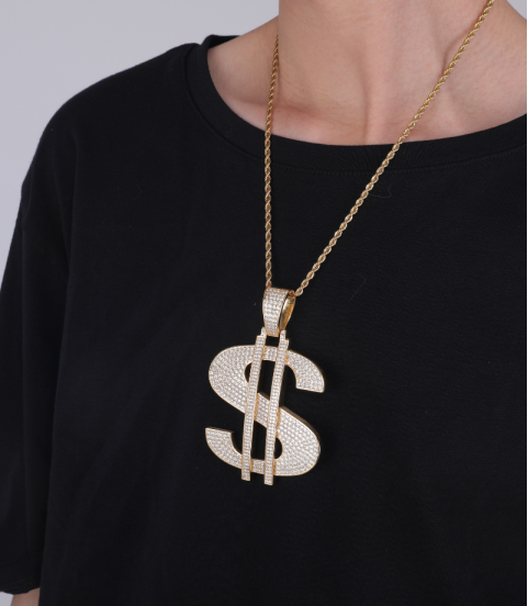 gold plated hiphop money iced out rapper pendant