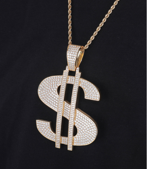 gold plated hiphop money iced out rapper pendant