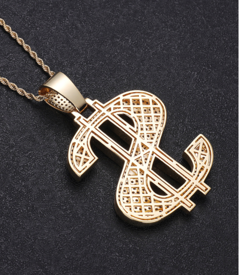 gold plated hiphop money iced out rapper pendant