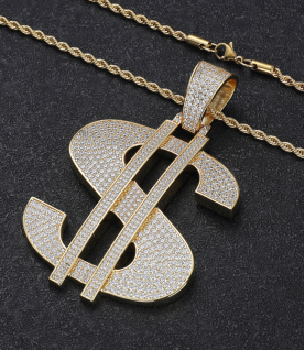 gold plated hiphop money iced out rapper pendant
