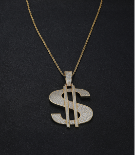 gold plated hiphop money iced out rapper pendant