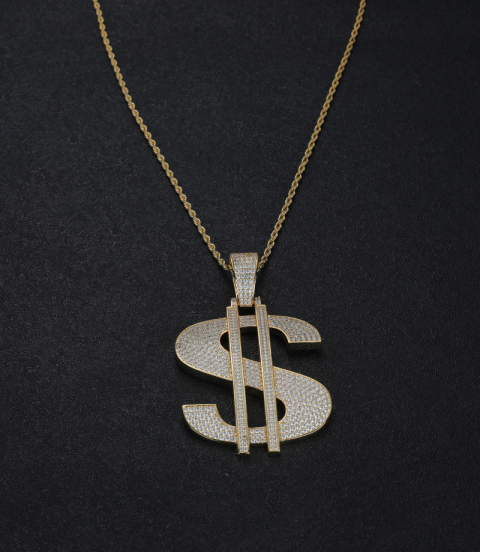 gold plated hiphop money iced out rapper pendant
