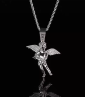 Bling Iced Out Cupid Cubic  Mens Gold Plated Angel Pendant