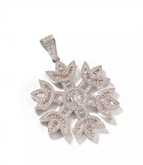Snowflake snow gold plated full studded cz diamond pendant Snowflake snow gold plated full studded cz diamond pendant