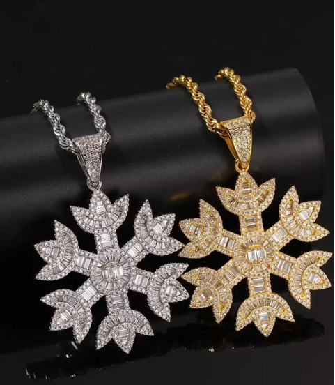 Snowflake snow gold plated full studded cz diamond pendant Snowflake snow gold plated full studded cz diamond pendant