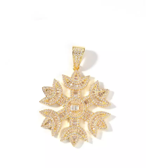 Snowflake snow gold plated full studded cz diamond pendant Snowflake snow gold plated full studded cz diamond pendant
