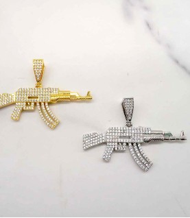 inlay cz diamond hiphot gun pendant