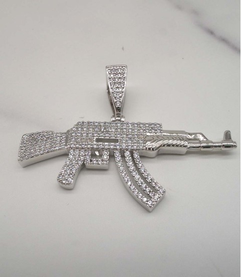 inlay cz diamond hiphot gun pendant