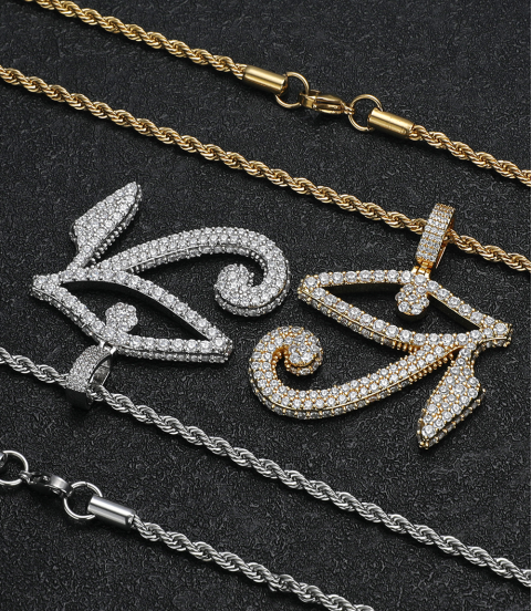 CZ Diamond Horus Eye Charm Pendant Jewelry for Men