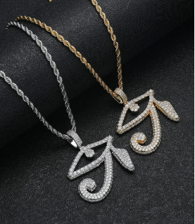 CZ Diamond Horus Eye Charm Pendant Jewelry for Men
