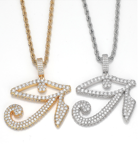 CZ Diamond Horus Eye Charm Pendant Jewelry for Men