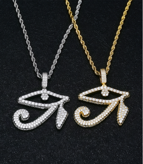 CZ Diamond Horus Eye Charm Pendant Jewelry for Men