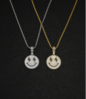 new arrilvas smile face iced out pendant