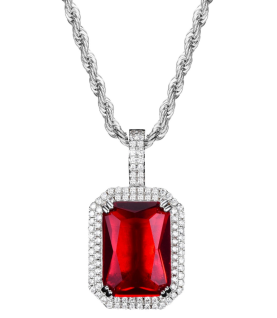 studded cz diamond square pendant