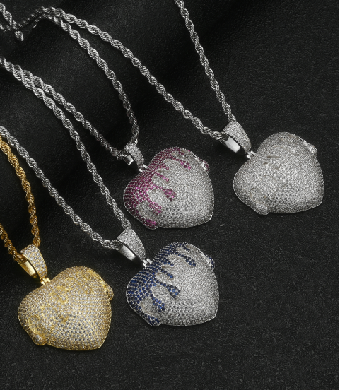fashion hiphop iced out heart charms pendant