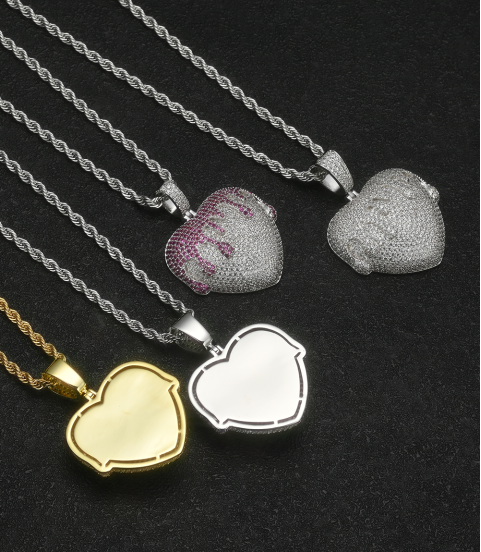 fashion hiphop iced out heart charms pendant