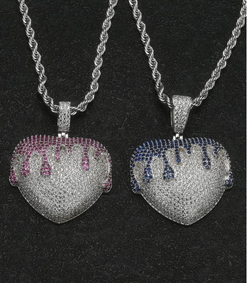 fashion hiphop iced out heart charms pendant